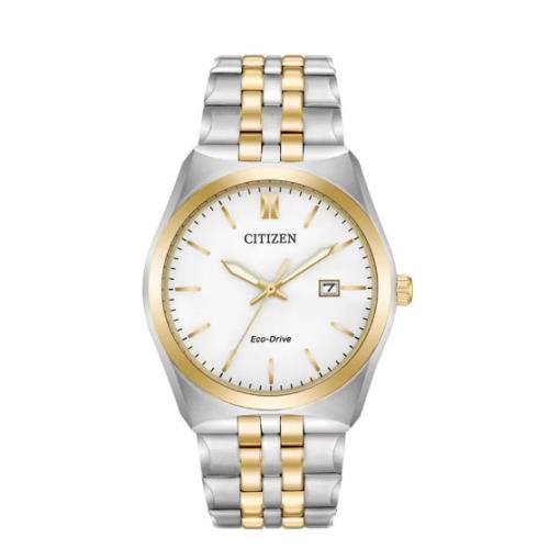 Citizen BM7334-58B Corso White Dial Two-tone Men`s Stainless Steel Watch - Dial: White, Band: Gold, Silver