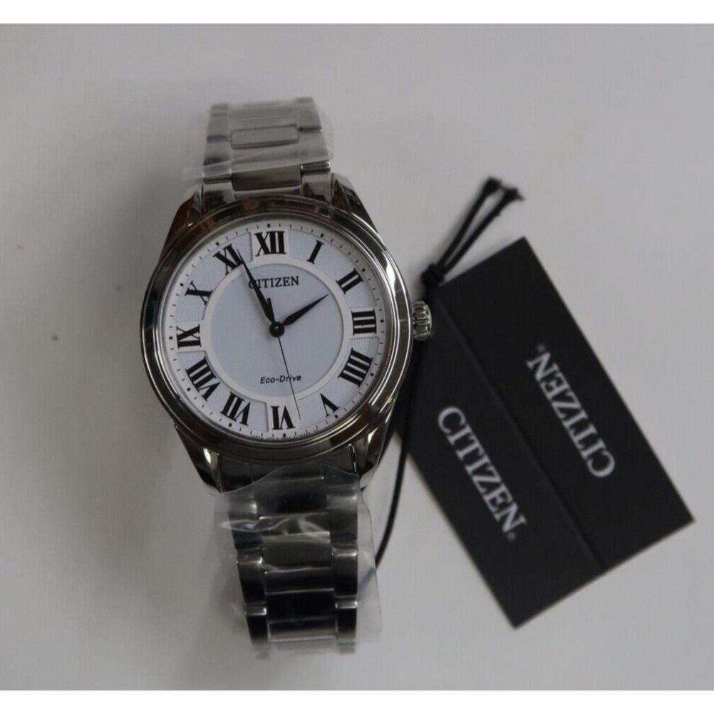 Citizen Eco-drive Arezzo White Dial Silver Women`s Watch EM0970-53A