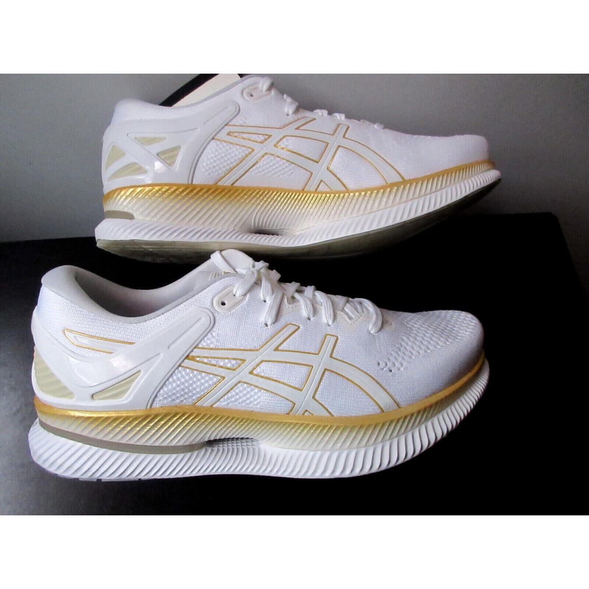 10 Asics Metaride 1011A142 100 White Pure Gold Running Shoes Sneakers SZ 10