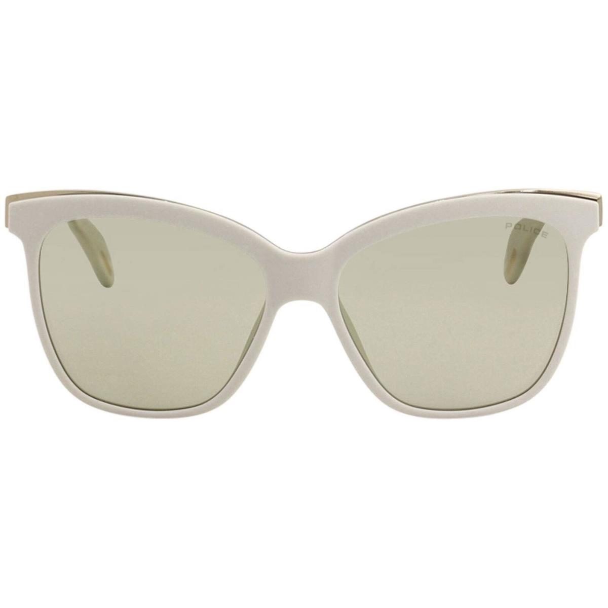Police Women`s Affair-2 SPL621 SPL/621 3GFG White Fashion Square Sunglasses 56mm - Frame: White, Lens: Gray
