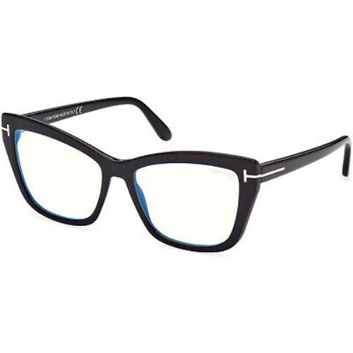 Tom Ford FT5826 B 001 Plastic Shiny Black 55 mm Women`s Eyeglasses