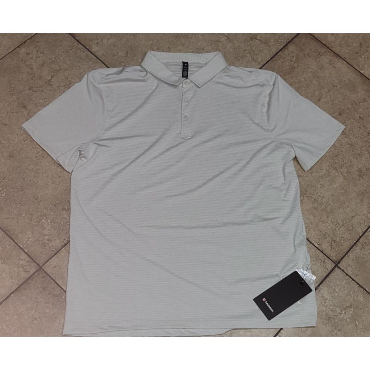 Men`s Lululemon Evolution Slim Fit Short Sleeve Polo Shirt Rrii 2XL Beige