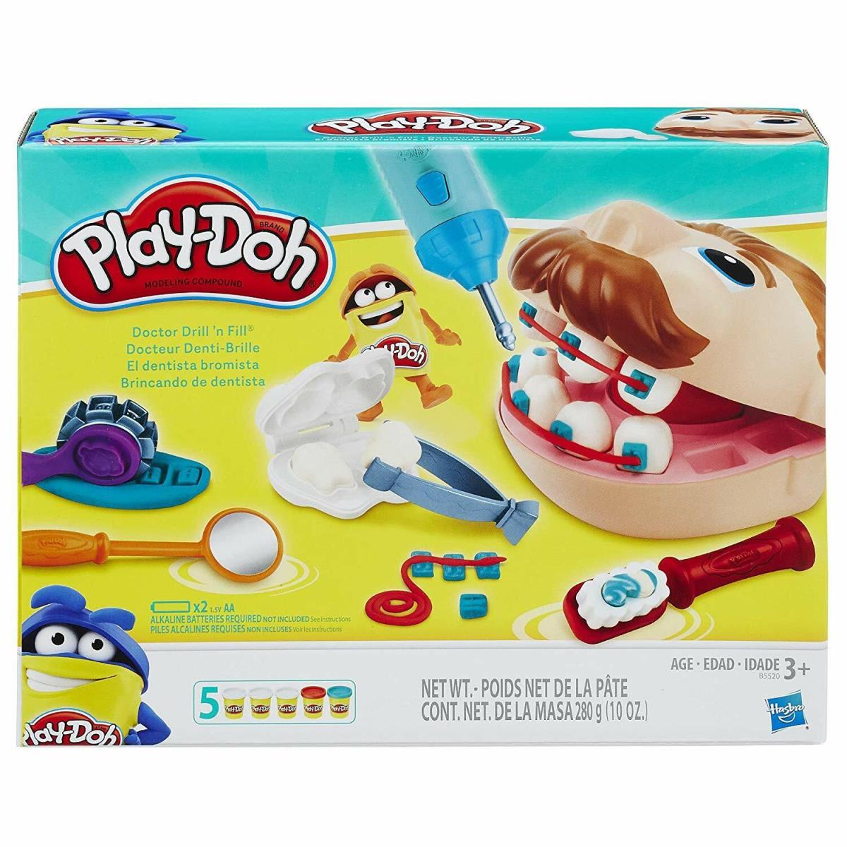 Play Drill Doh Fill N Doctor Set Dentist Playset Kids Dr Toy Playdoh Clay