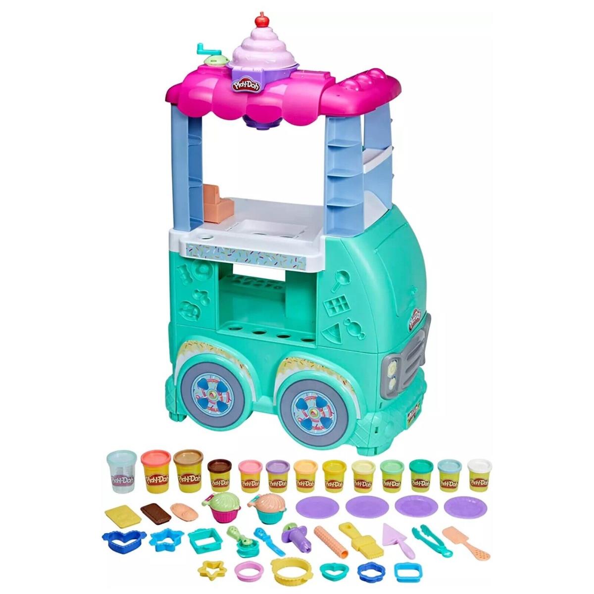 Play-doh Kitchen Creations Sweet Snacks Food Truck Toy Playset For Kids 12 Cans