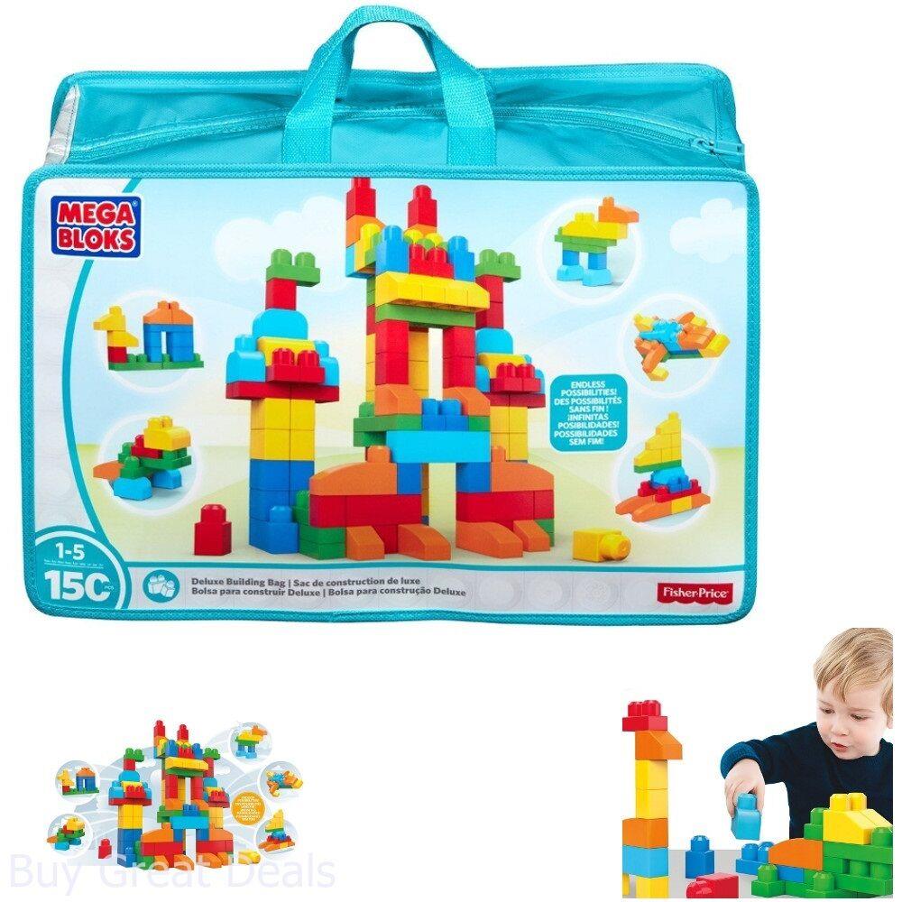 Kids Building Bag Mega Blocks Learning Shapes Builder 150pcs Toddler Set