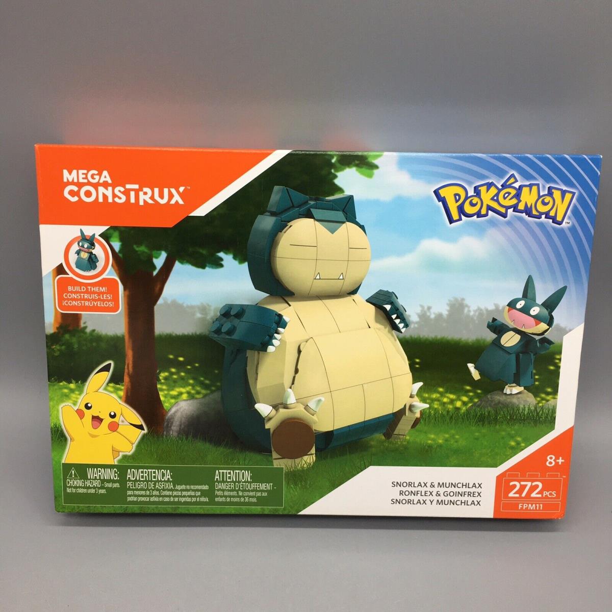 Mega Construx Pokemon 5 Inch Snorlax and 2 Inch Munchlax 272 pc Building Set