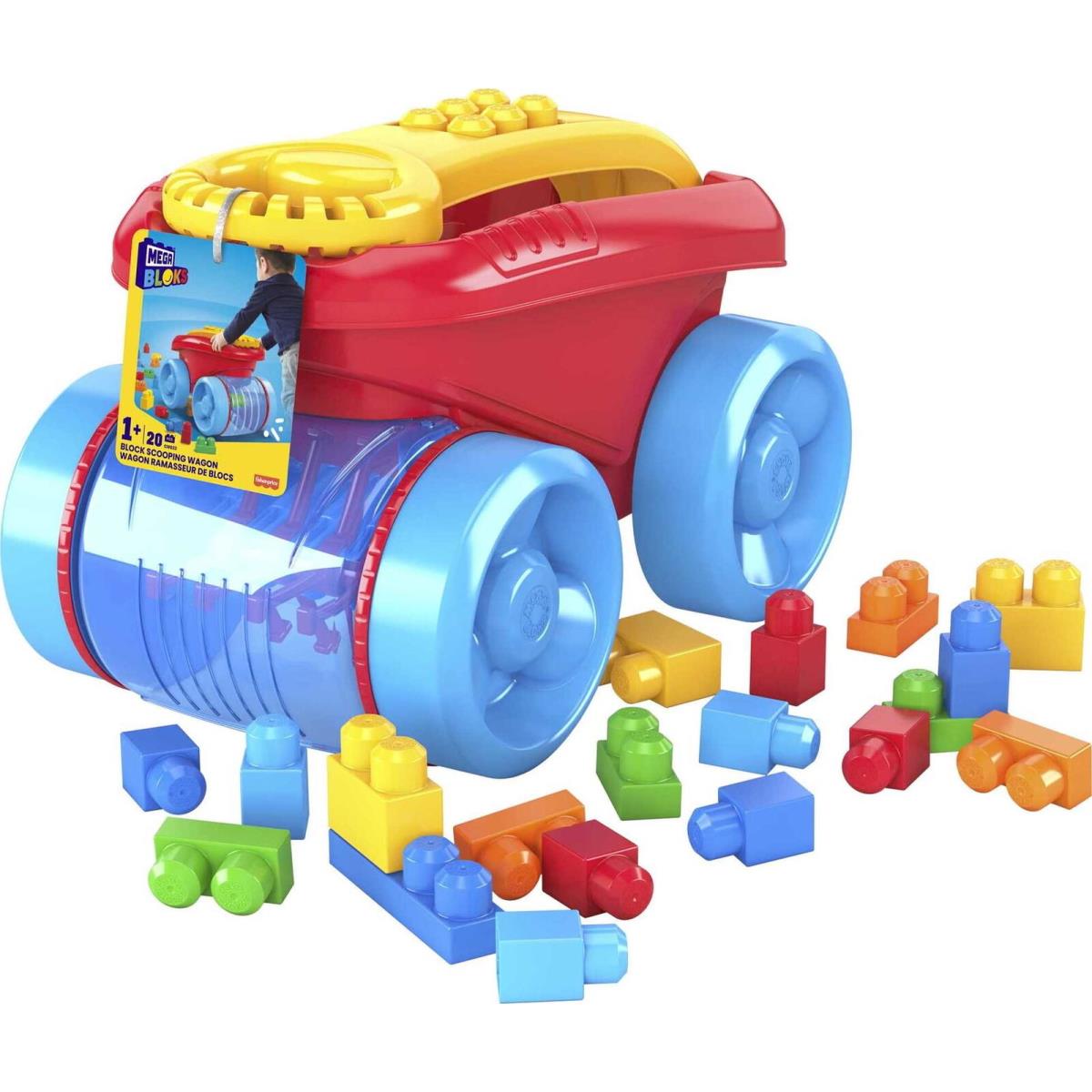 Mega Bloks Fisher-price Blue Block Scooping Wagon Building Toy 21 Pieces