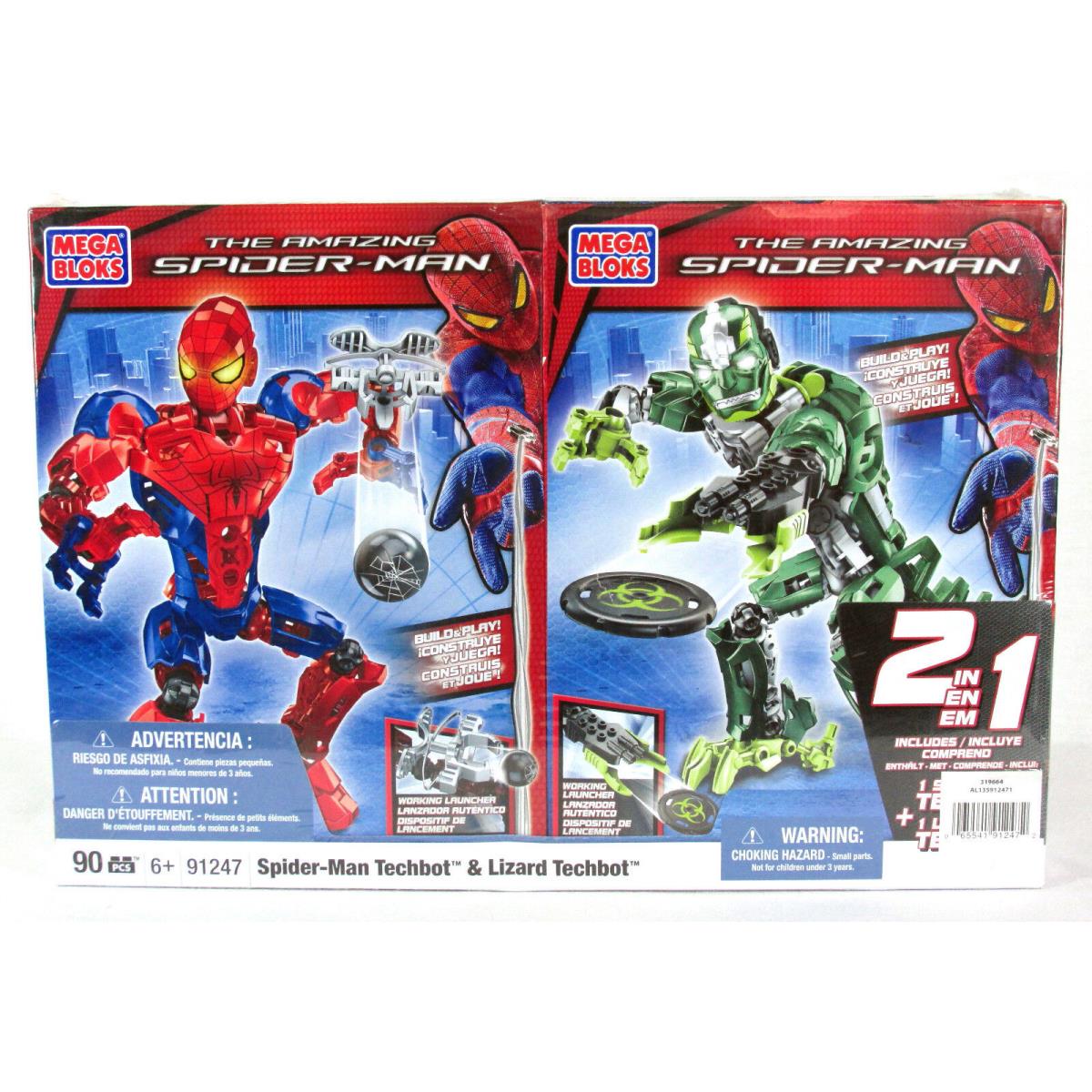 Mega Bloks 91247 Amazing Spider-man Lizard Techbot Set 90 Pcs 6+