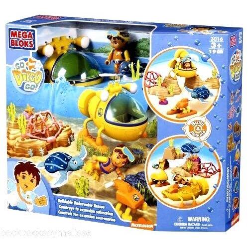 Go Diego Go Mega Bloks Underwater Rescue 19 Piece Set in Package Ages 3+ Htf