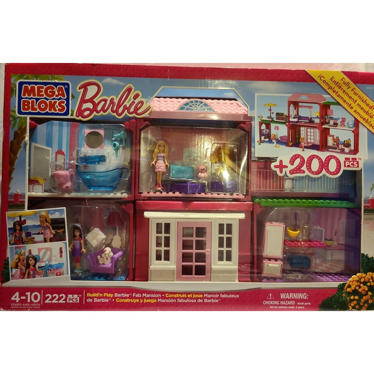 Barbie Fab Mansion 222pcs Building Kit Mega Bloks CXP54 2014