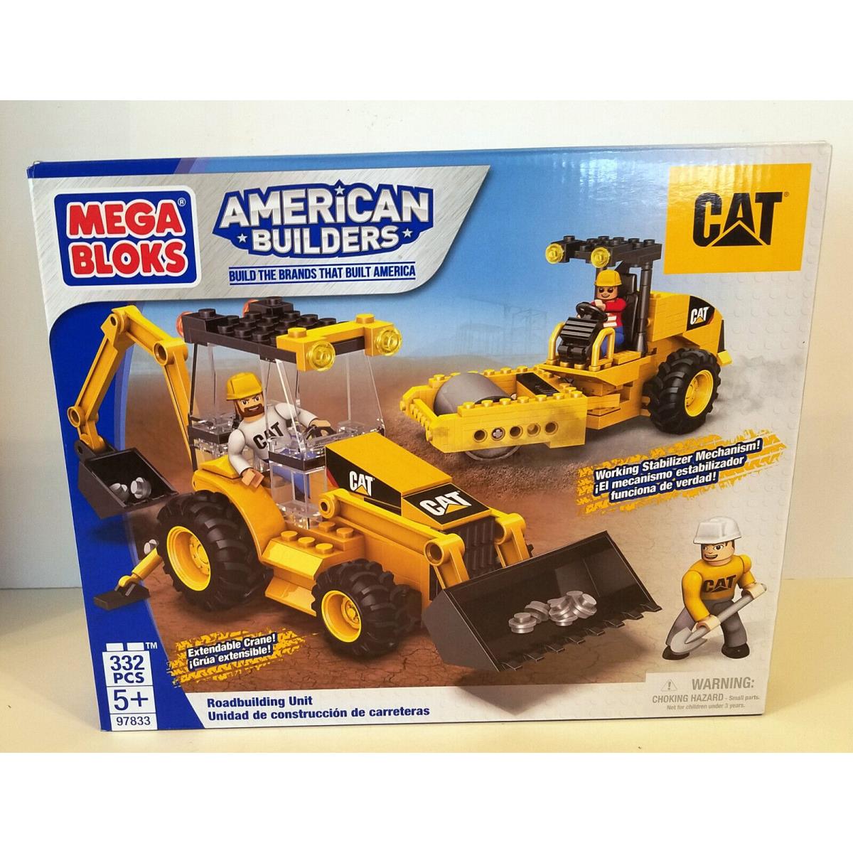 Mega Bloks 2014 American Builders Cat Roadbuilding Unit 332 Pcs Ages 5+ 97833