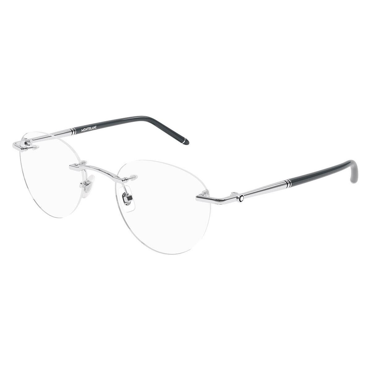 Montblanc MB0244O Eyeglasses Men Silver/gray Round 51mm