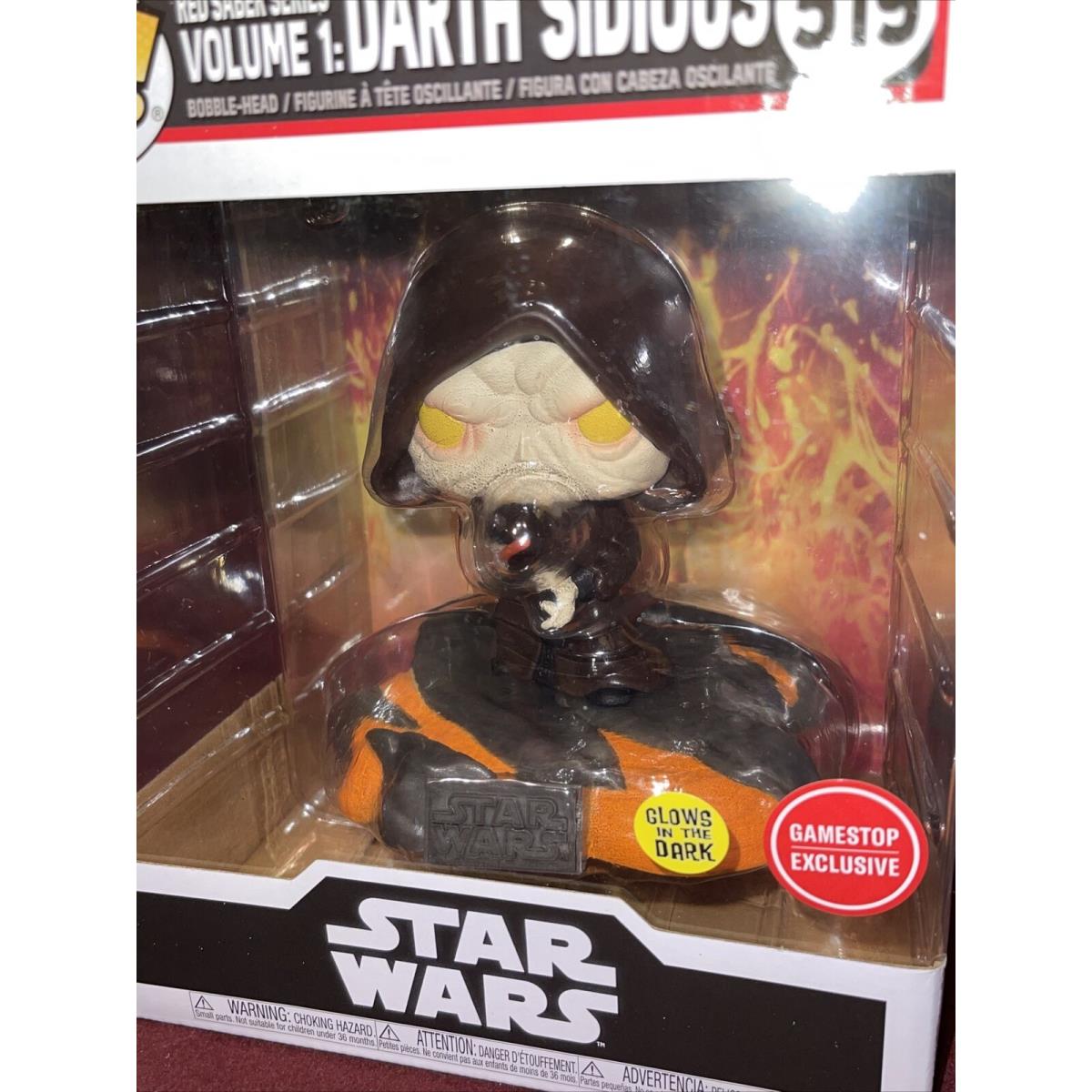 Funko Pop Star Wars Red Saber Series Volume 1: Darth Sidious 519 Gamestop Glow