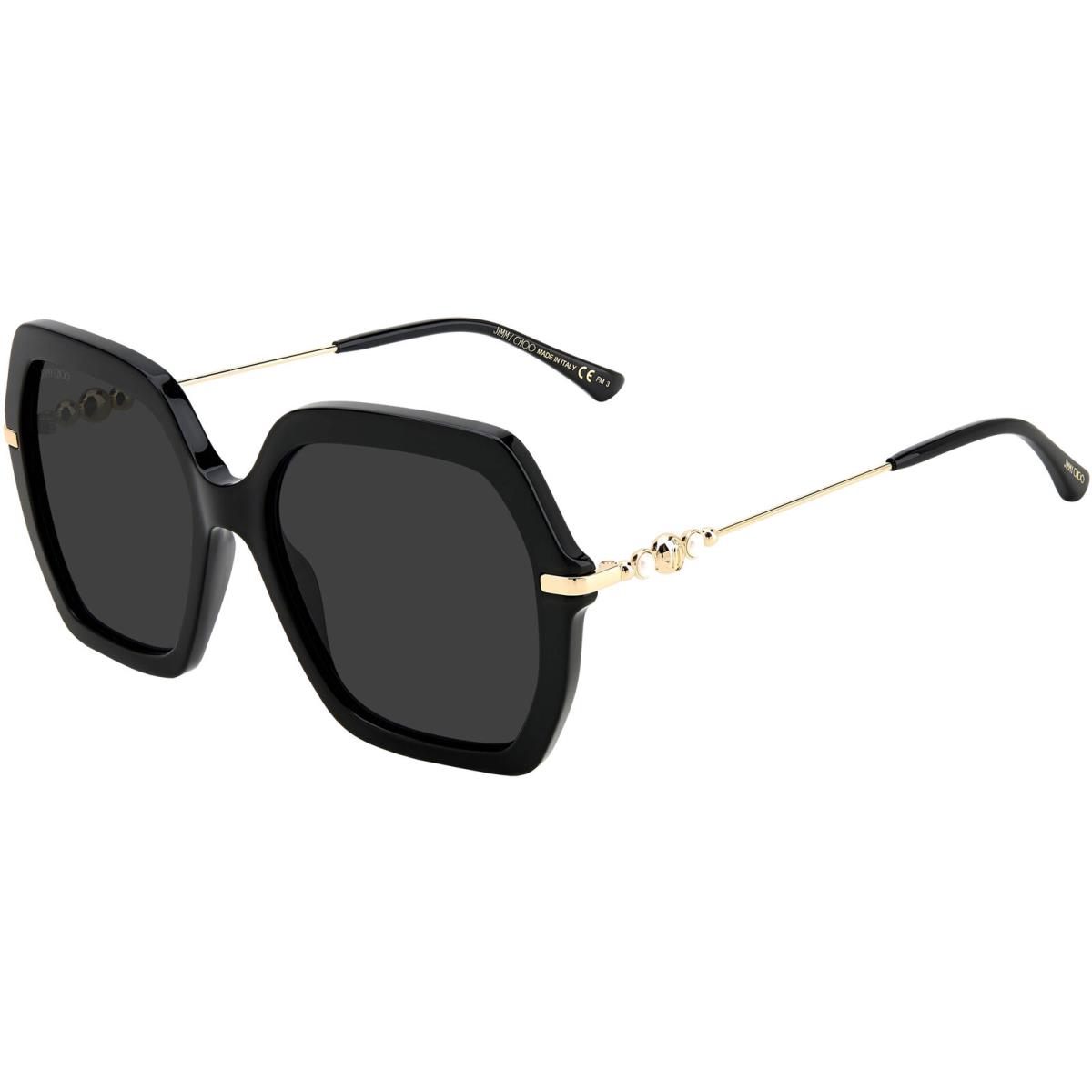 Jimmy Choo Esther Women`s Black Oversized Geometric Sunglasses - 0807 IR - Italy