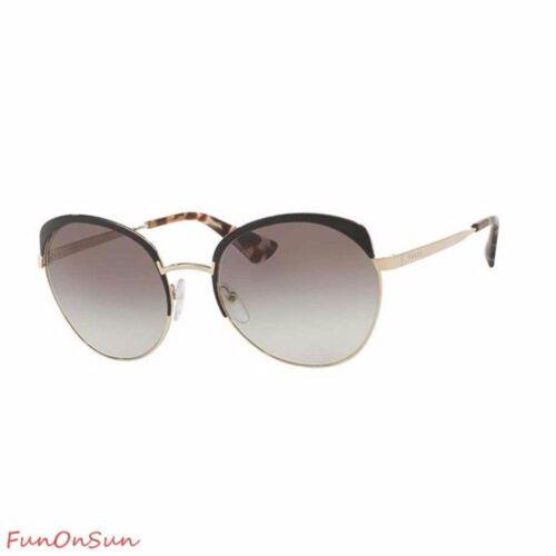 Prada Women`s Sunglasses PR54SS QE30A7 Black Pale Gold/grey Gradient Lens Round