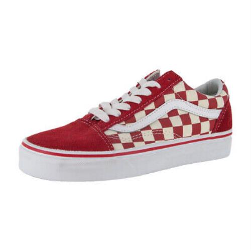 Vans Primary Check Old Skool Sneakers Racing Red/wh Skate Checkerboard Shoes