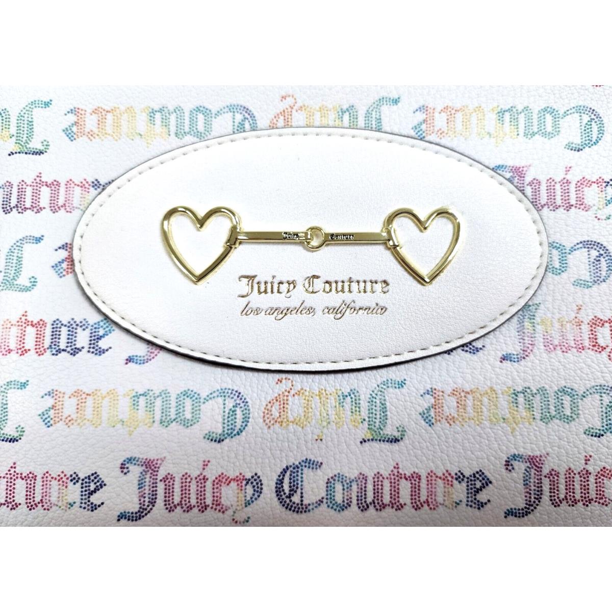 Juicy Couture Heart TO Heart White Multi Gold Logo Wristlet Bag Wallet