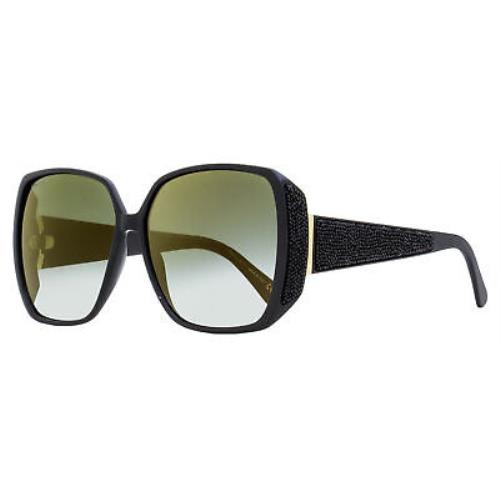 Jimmy Choo Square Glitter Cloe Sunglasses 807FQ Black 62mm - Frame: Black, Lens: Gray Gradient/Gold Flash
