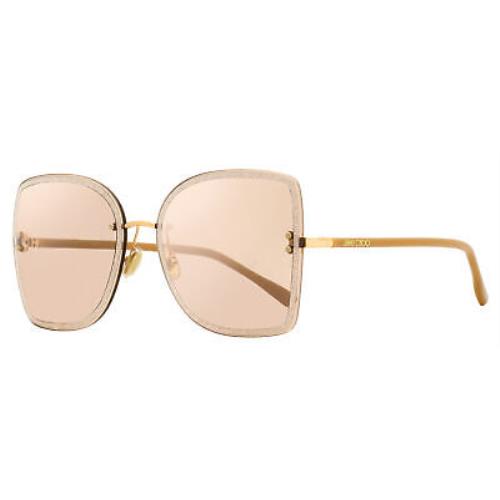 Jimmy Choo Square Leti Sunglasses FIB2S Nude/gold 62mm - Nude/Gold Frame, Pink/Silver Flash Lens