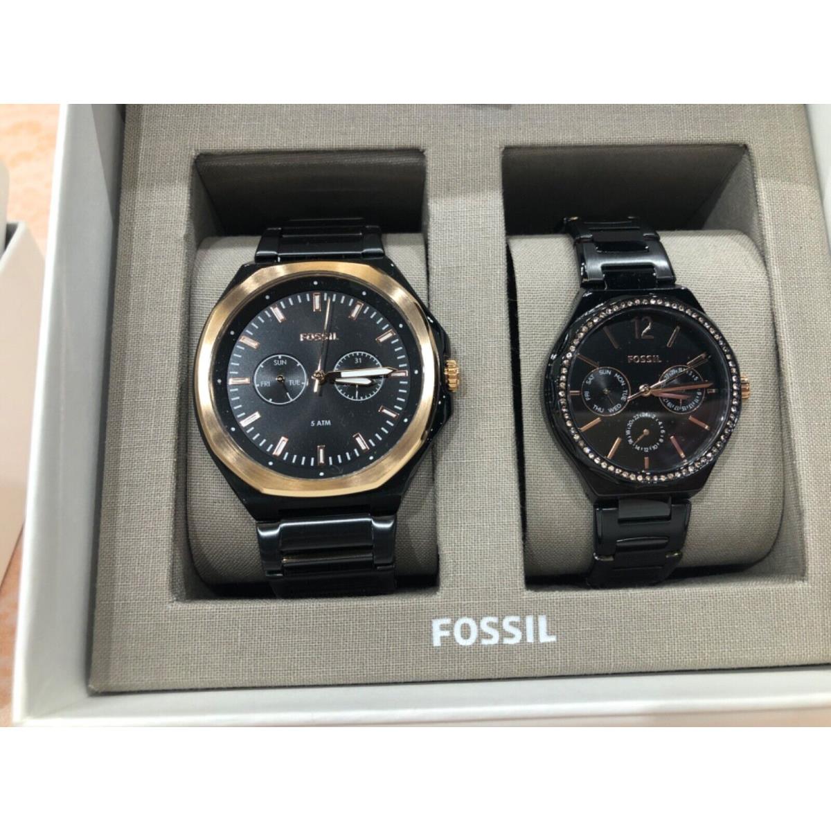 Fossil couple 2024 watch black