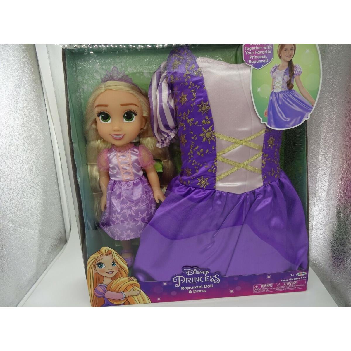 Disney Rapunzel Princess Doll and Girl Dress Gift Set Fits 4-6x