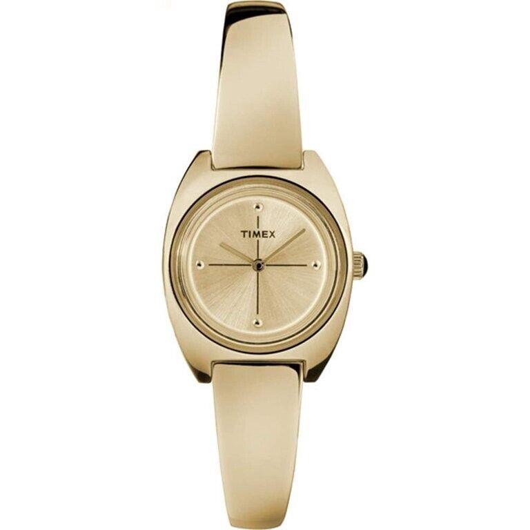 Timex Milano Quartz Gold Dial Steel Semi-bangle 24mm Ladies Watch TW2R70000 - Dial: Gold, Band: Gold