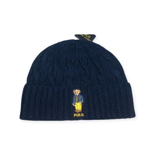 Polo Ralph Lauren Men`s Cable Knit Polo Bear Beanie Hat Watch Ski Cap Navy