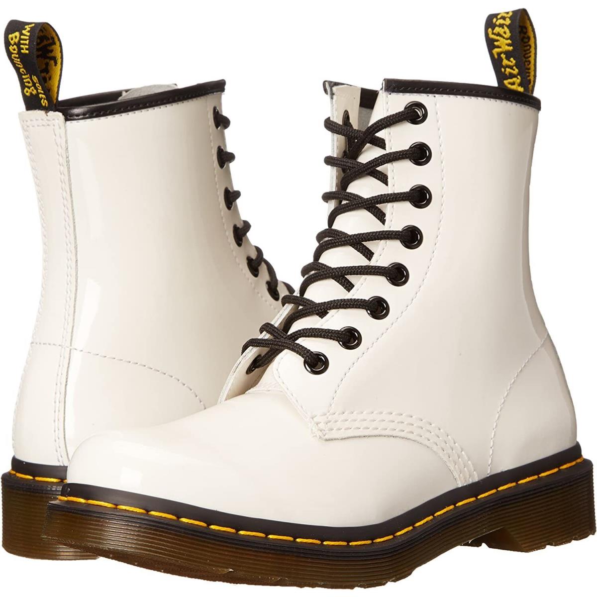 Women`s Shoes Dr. Martens 1460 8 Eye Leather Boots 11821104 White Patent