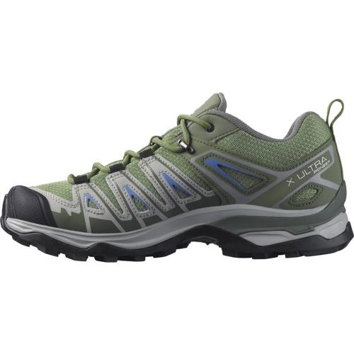 Salomon Womens Women`s X Ultra Pioneer Aero Hiking Shoes For Women Oil Green/Castor Gray/Amparo Blue