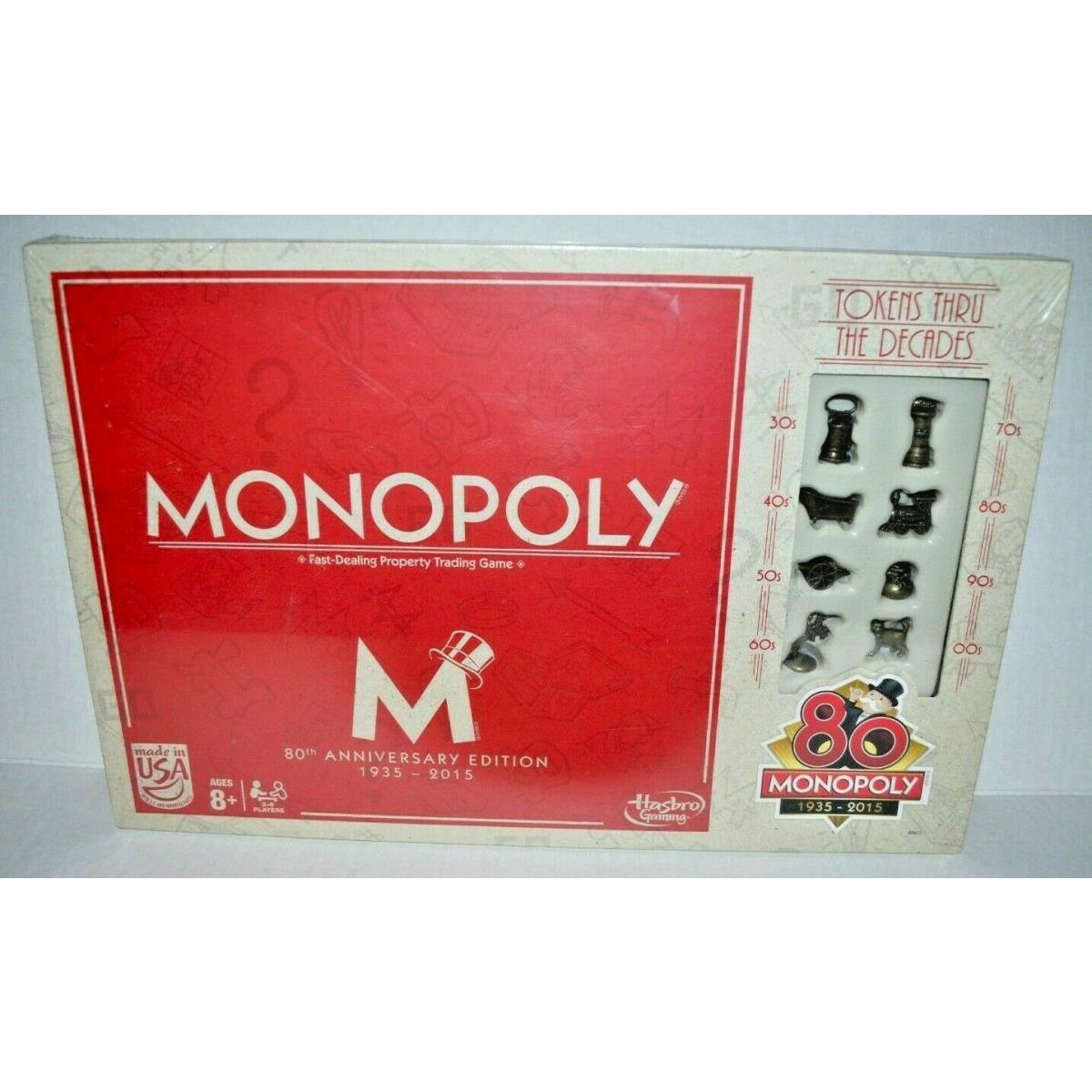 Hasbro Monopoly 80th Anniversary Edition Family Board Game Tokens From 1935 to 2015