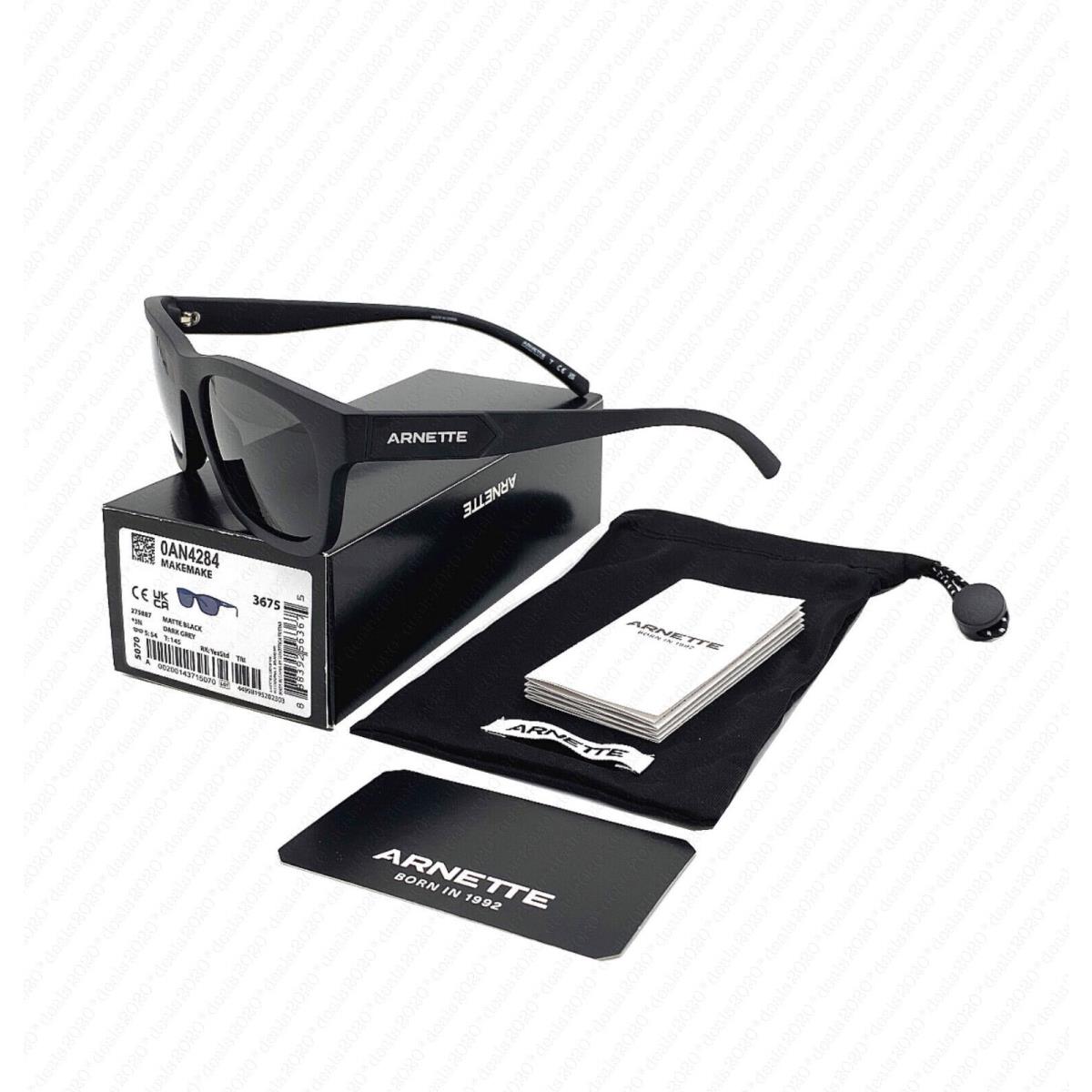 Arnette Make Make AN4284 275887 54mm Matte Black W/dark Grey Lenses Sunglasses