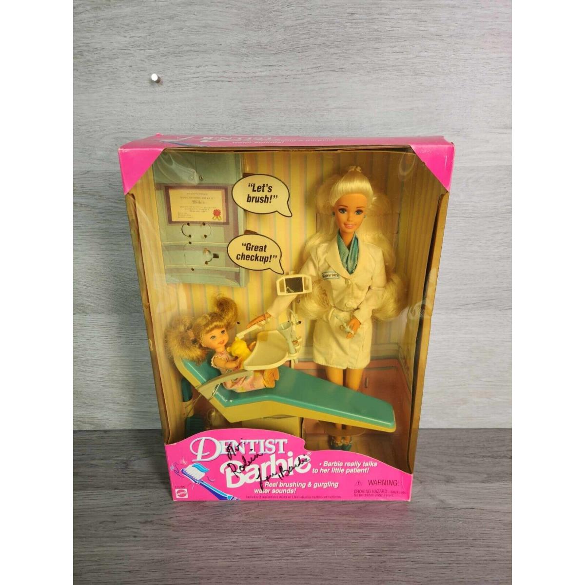 Vintage 1997 Dentist Blonde Barbie Doll Set with Blonde Kelly 17255