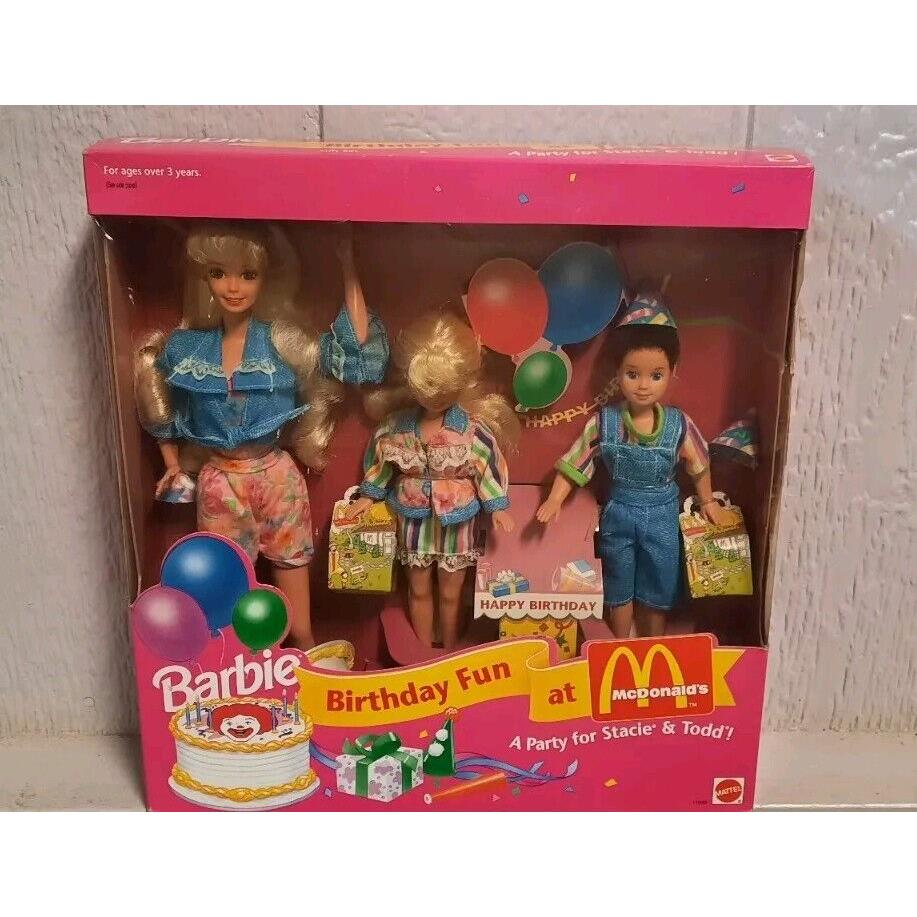 Vtg 1993 Birthday Fun at Mcdonald`s Stacie Todd Barbie Set Imperfect Packaging