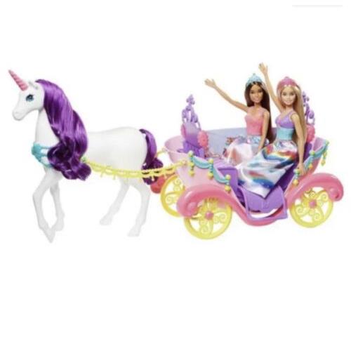 2017 Barbie Dreamtopia Sweetville Carriage Unicorn 2 Doll Princess Playset