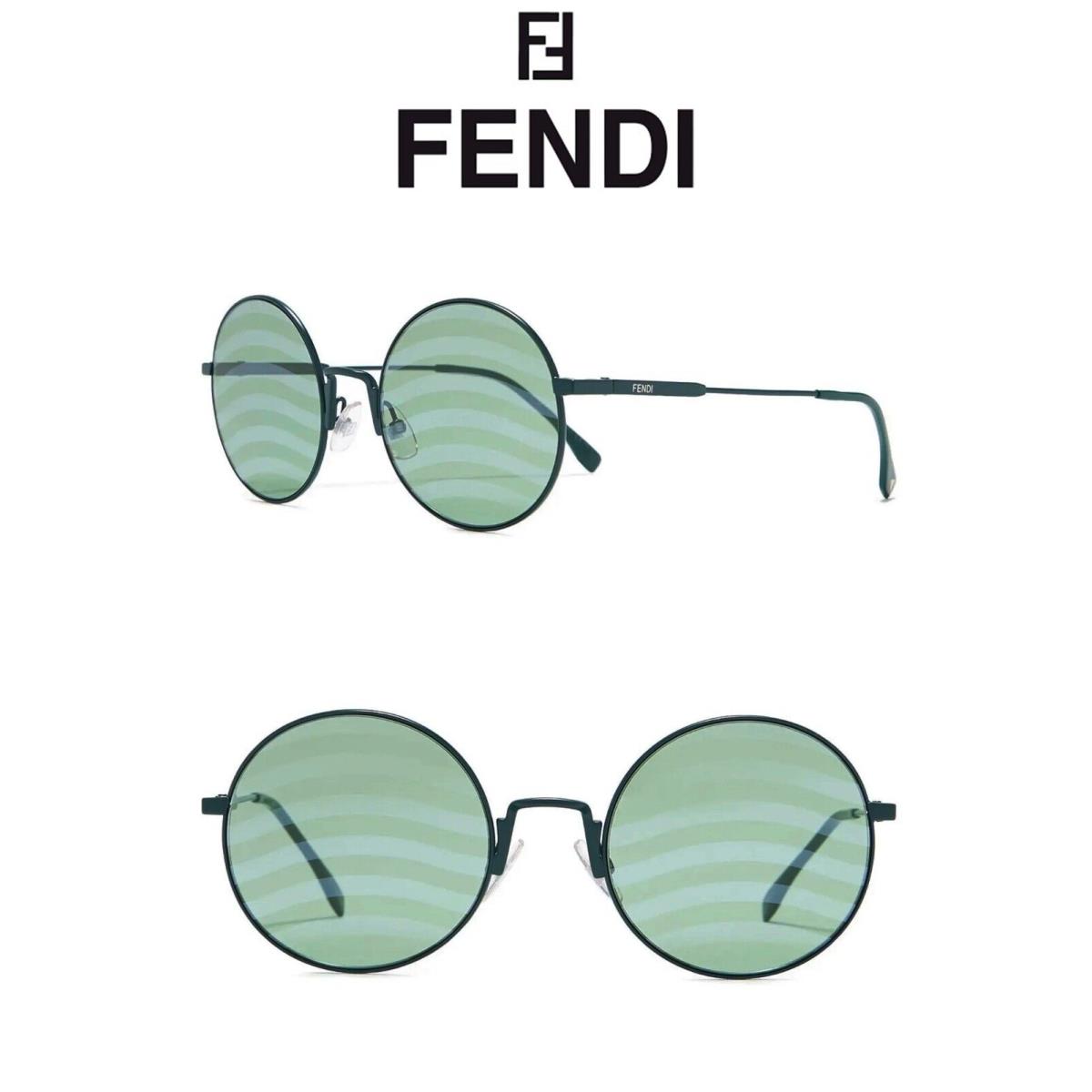 Fendi FF0248/S 1EDXR Matt Geen Turquoise Waves Round Sunglasses. 53mm