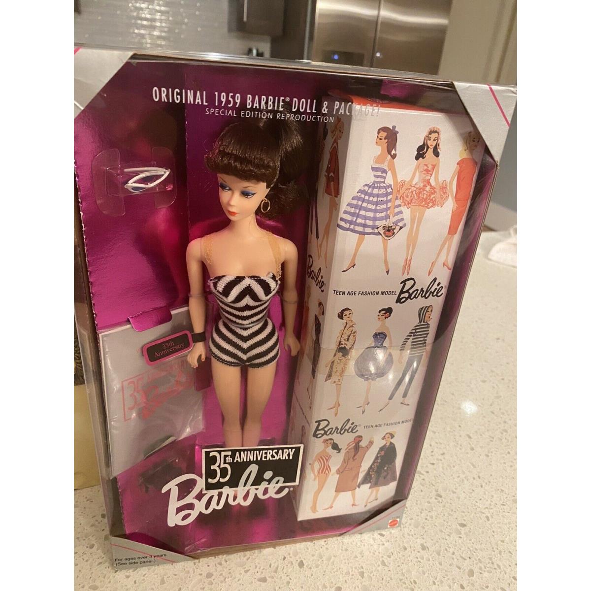 Mattel 35th Anniversary Barbie Doll 11591 Brunette Version Htf Repro Nrf Last 1