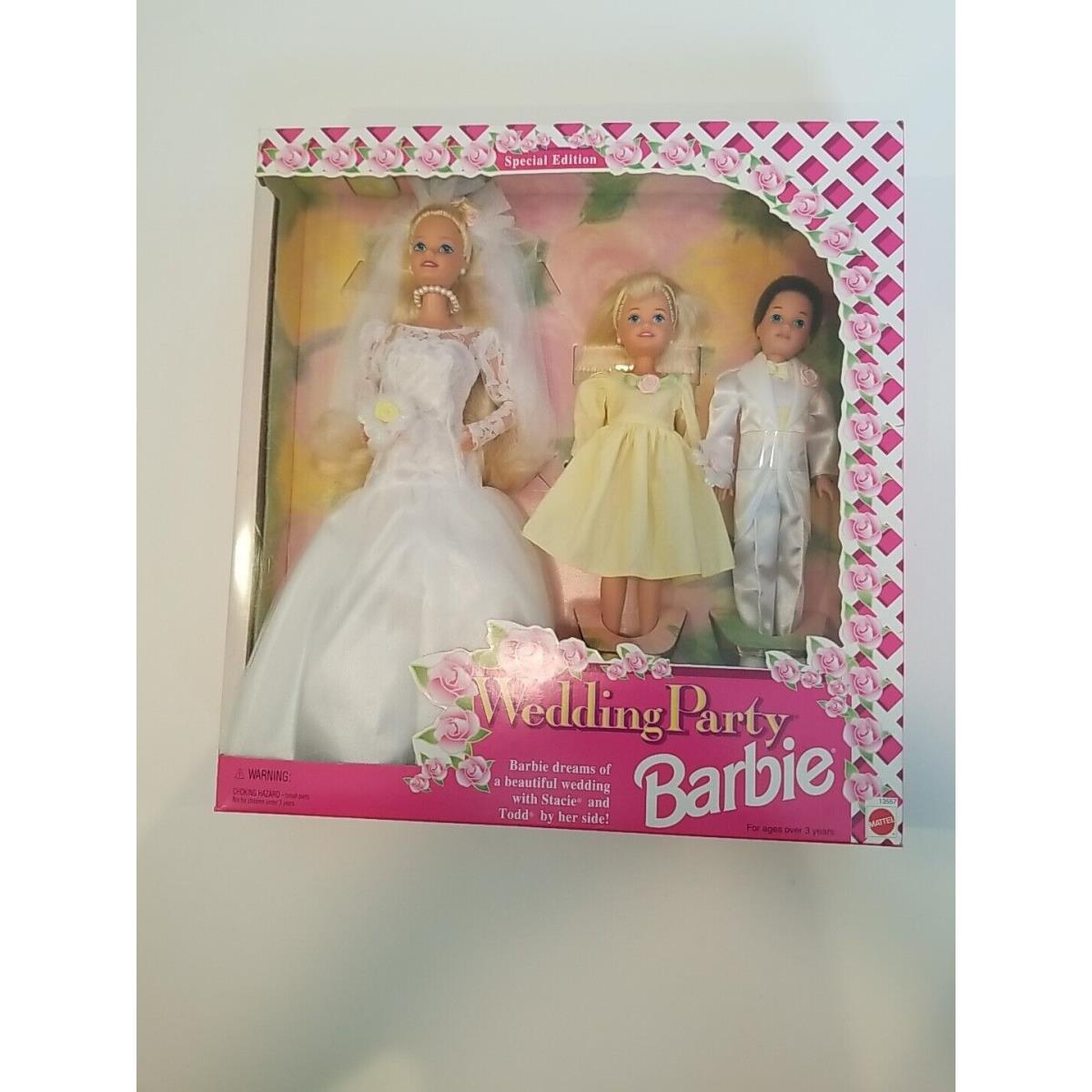 Vtg Wedding Party Barbie Stacie Todd 1994 Deluxe Set Special Edition Bride Kids