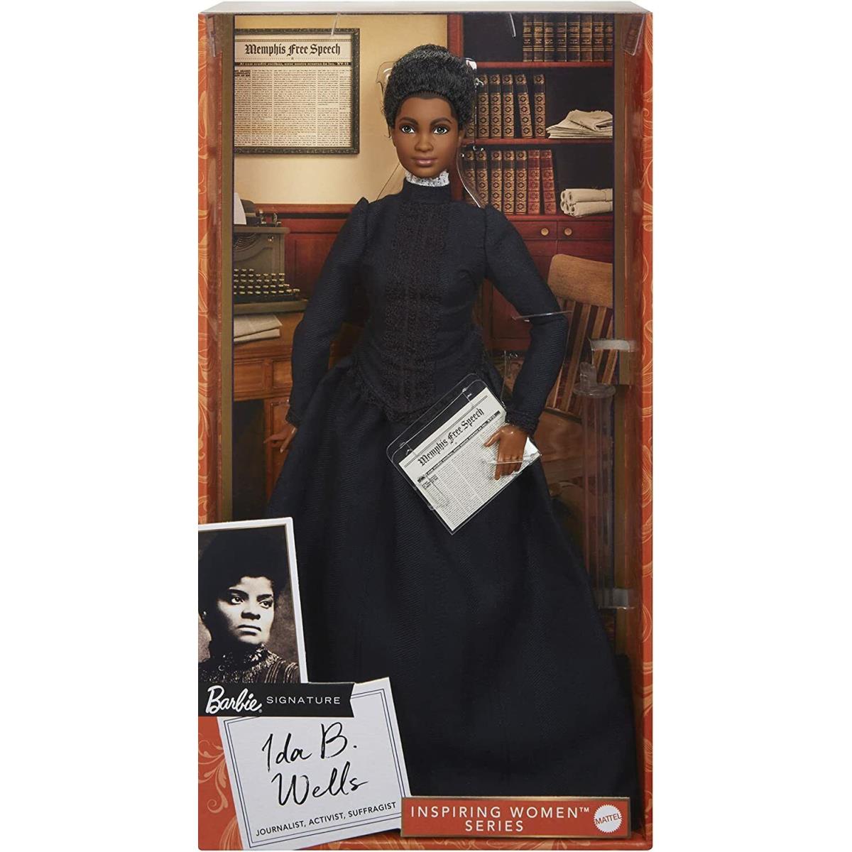 Barbie Inspiring Women Ida B. Wells Doll Wearing Blue Dress 2022