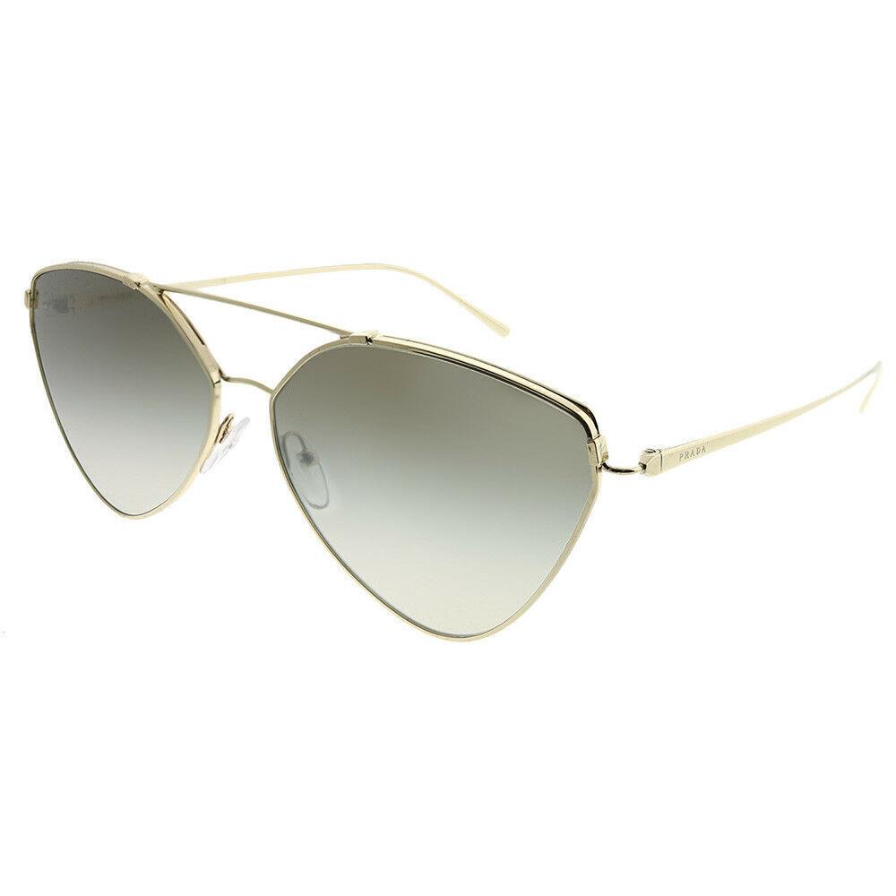 Prada PR 51US ZVN5O0 Pale Gold Metal Sunglasses Grey Gradient Mirror Lens