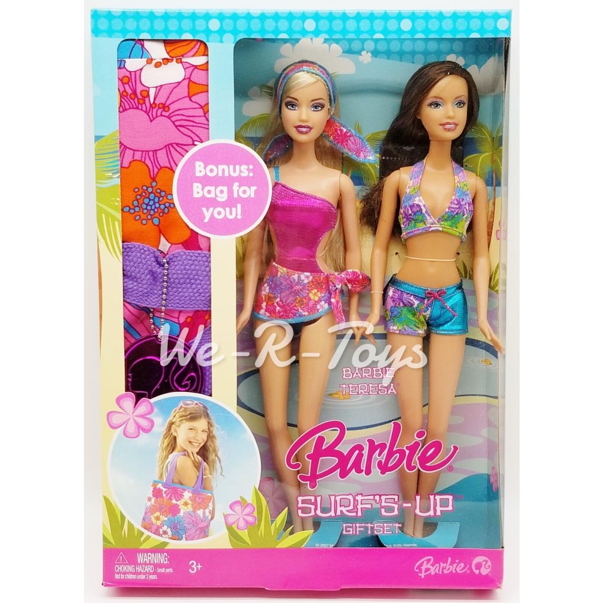 Barbie Surf`s Up Gift Set w/ Barbie Teresa Bonus Bag For You 2007 Mattel M8588