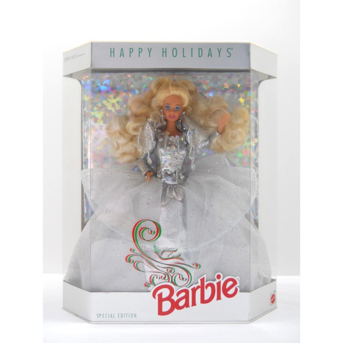 1992 Happy Holidays Special Edition Barbie Doll Caucasion Silver Dress Nrfb