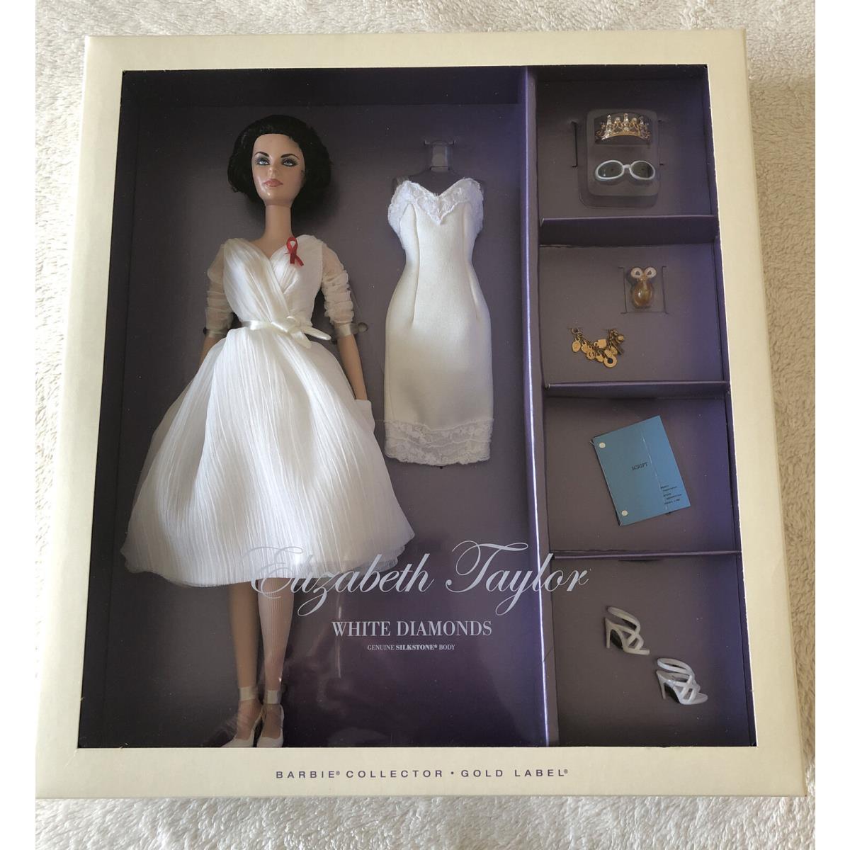 Elizabeth Taylor White Diamonds Silkstone Barbie Doll Giftset with White Dress