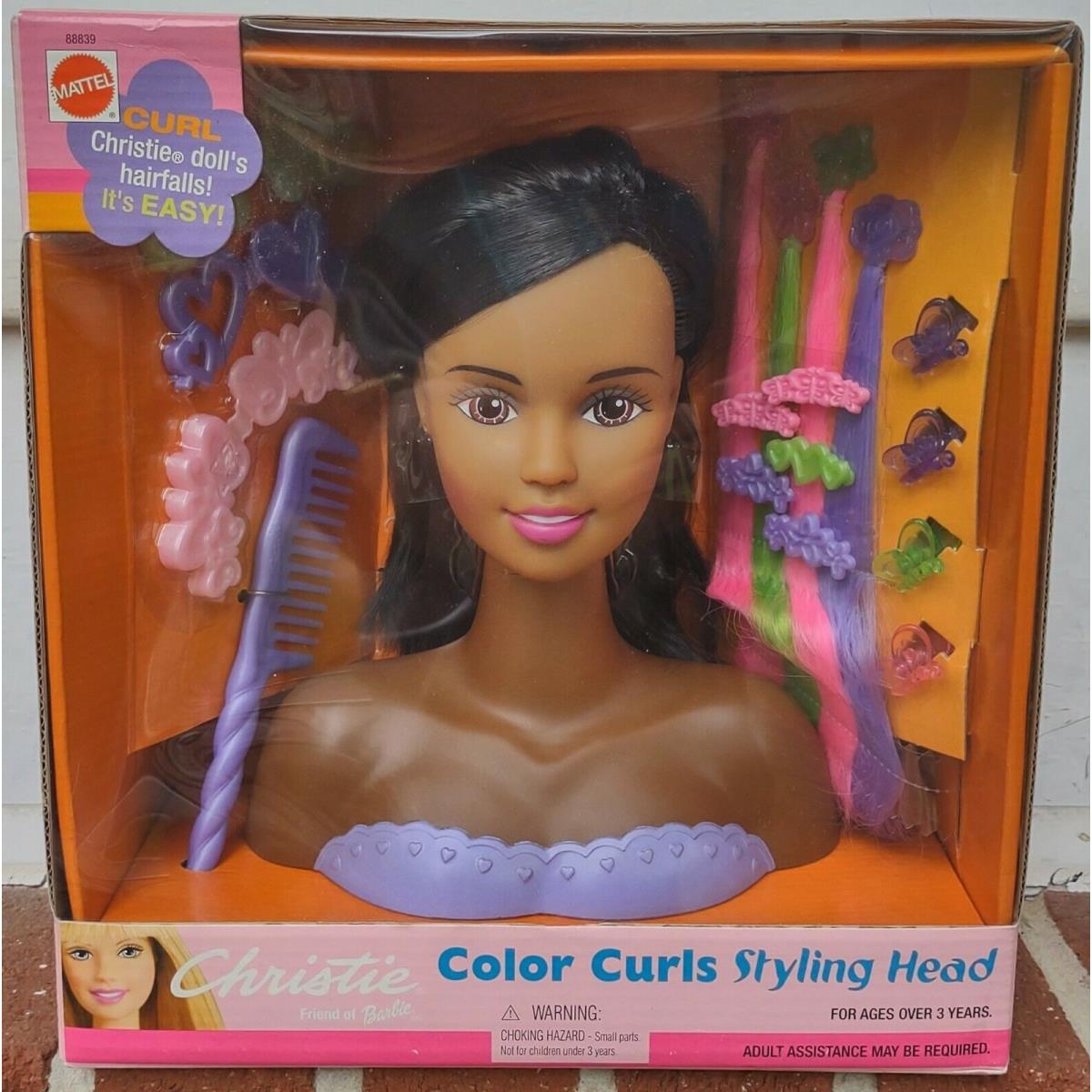 New/nfrb/rare 2001 African American Christie Barbie Color Curls Styling Head