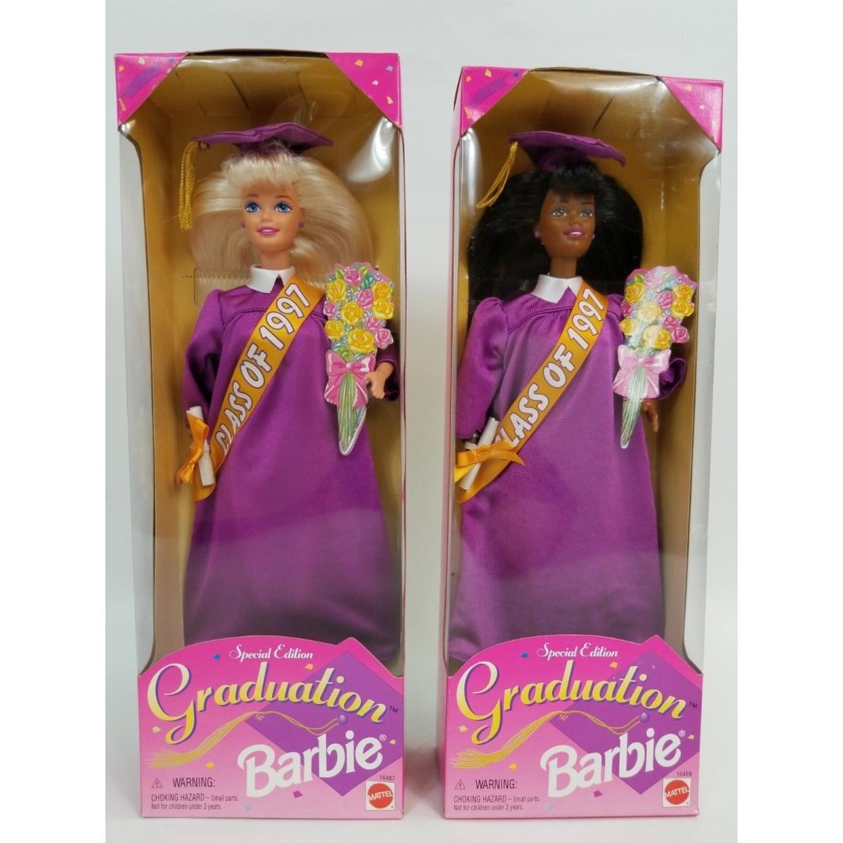 Set Of 2 Special Edition Graduation 1997 Barbie Dolls 16487 16489 Nrfb