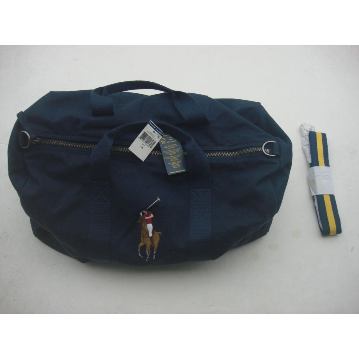 Ralph Lauren Polo Bag Duffle Length: Navy Blue Canvas Travel Strap