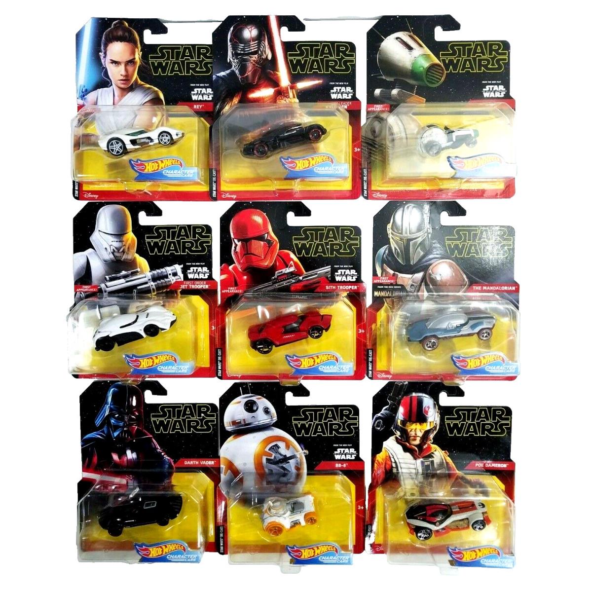 Star Wars Character Cars Set of 9 in Case/box Hot Wheels
