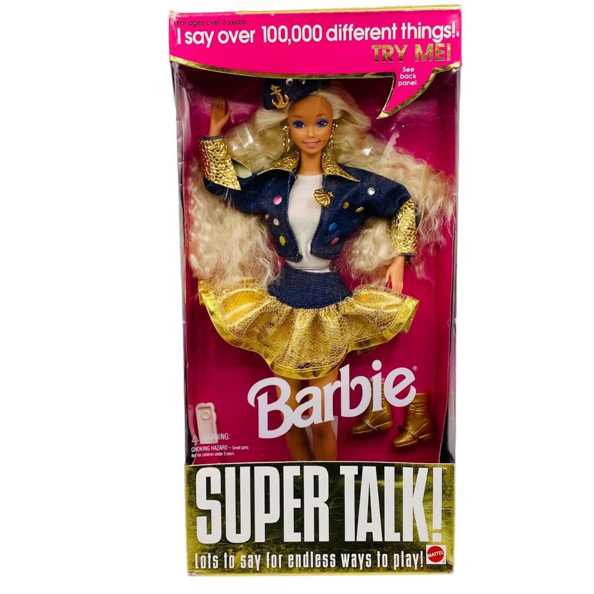 Vtg Super Talk Barbie Doll Blonde Long Hair 1995 Mattel 14308 Needs Battery