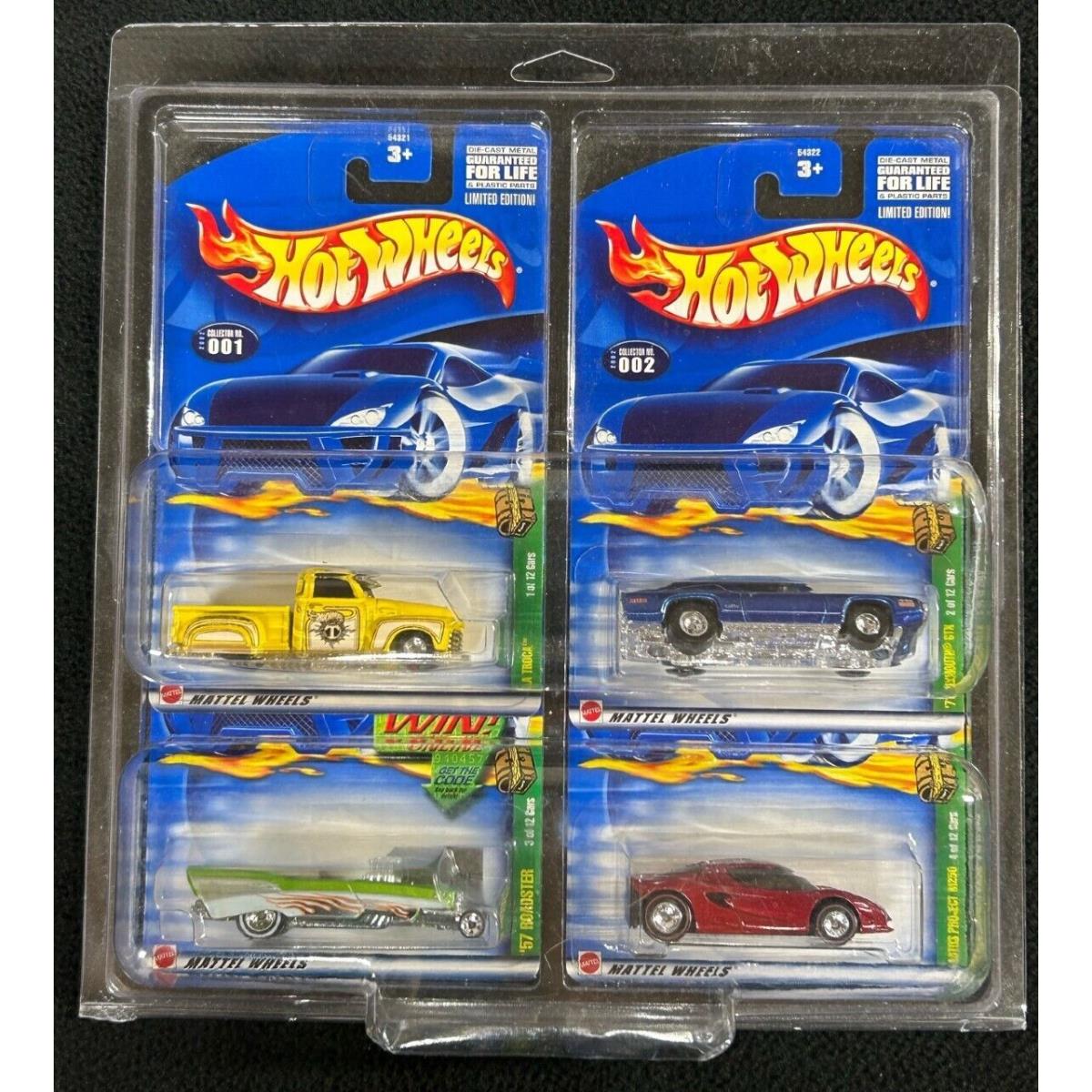 Hot Wheels 2002 Treasure Hunt Set All 12 Cars In 4 Pack Protector Cases