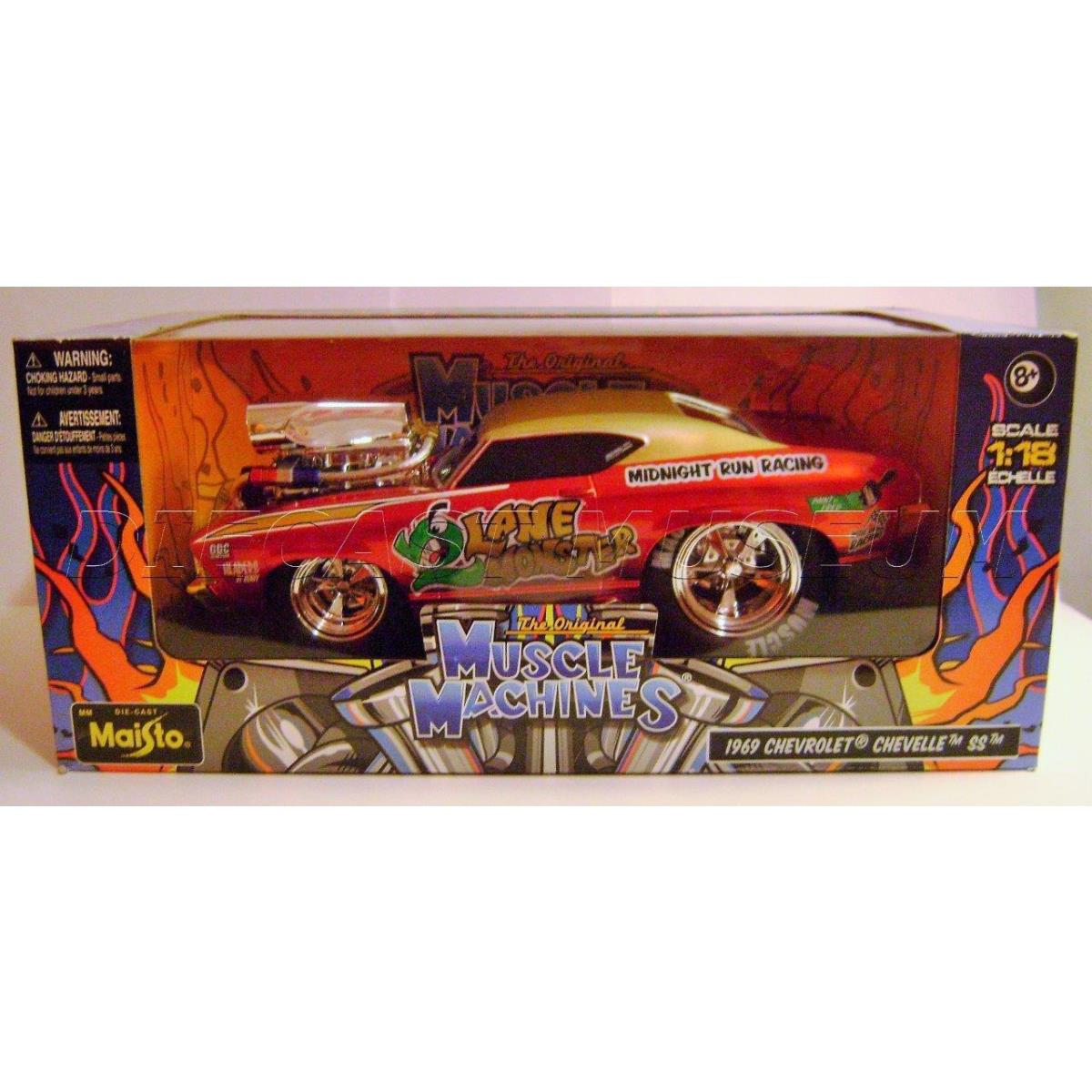 1969 `69 Chevelle SS Lane Monster 1:18 Scale Muscle Machines 2012 Diecast Rare