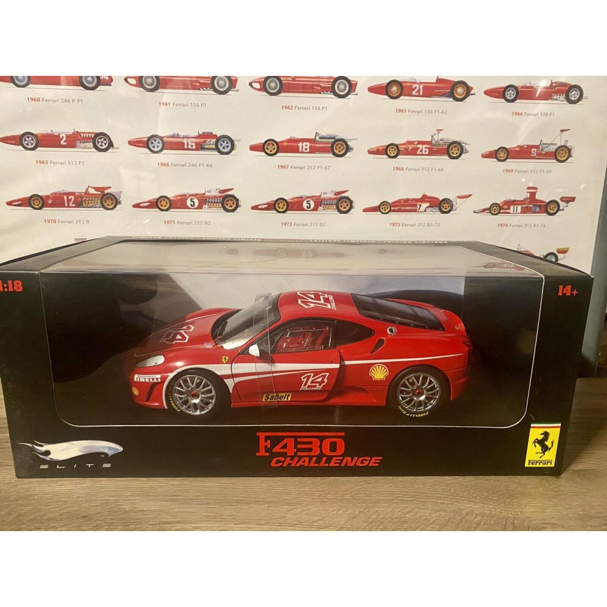 Hotwheels Ferrari Elite 430 Challenge 14 Red 1/18 Mattel Rare Htf HW F430